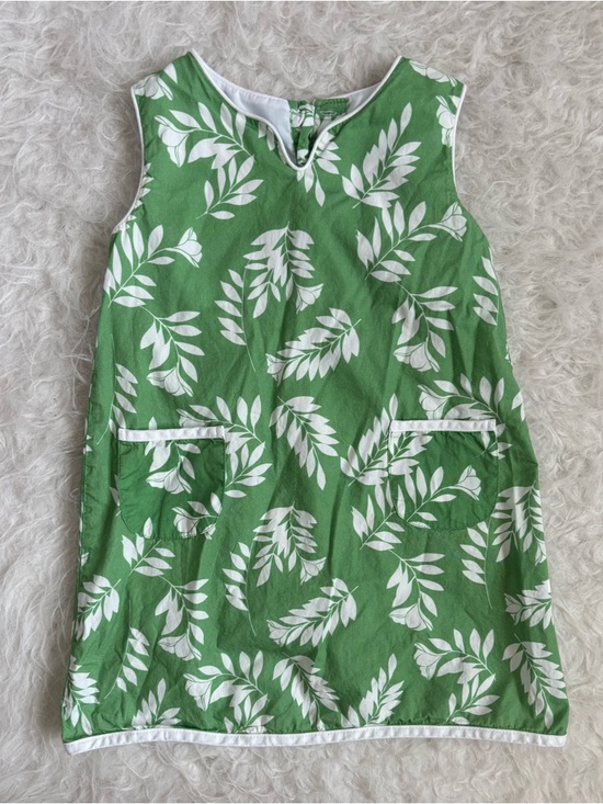 Little English Other - Little English Luxurious Girls' Green & White Leaf AOP Sleeveless Dress